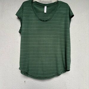 Athleta Forest Green Striped Short Sleeve Tee